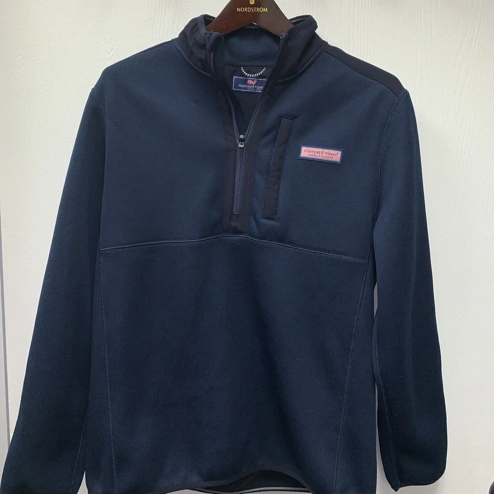 Vineyard Vines Mens Navy Blue 1/4 Zip Mountain Sweater Fleece M NWT NEW‎